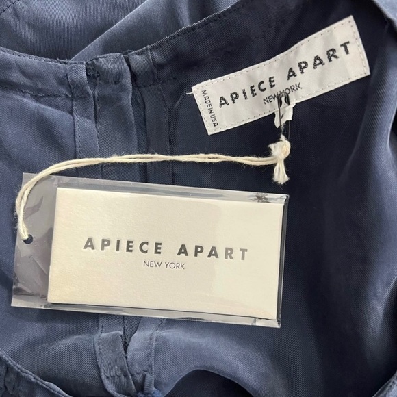 Apiece Apart Tasseled Dress in Navy Blue. - Picture 6 of 9